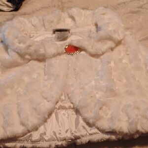 Disney White Faux Fur Kids Cape with Gold Accent